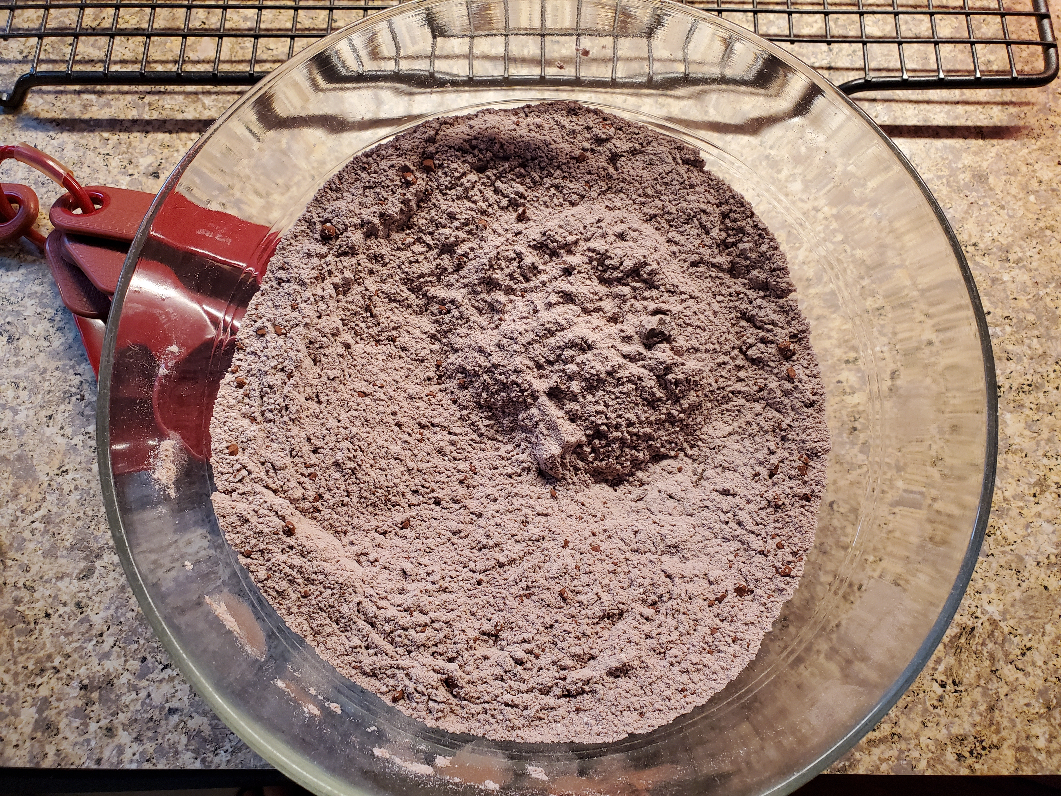 Flour, Baking Powder, Cocoa, and Bittersweet Chocolate Whisked