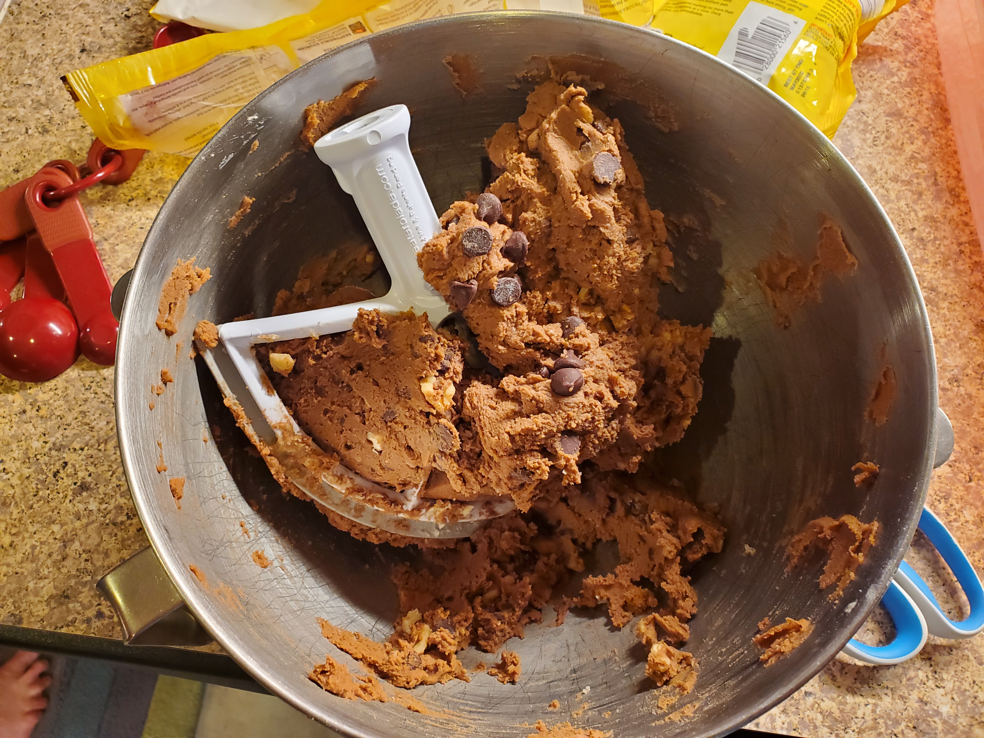 Mixed Cookie Dough with Chocolate Chips and Walnuts